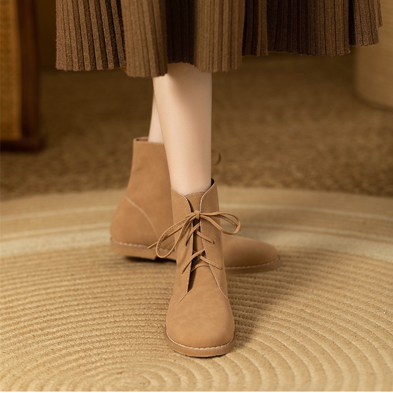 Women's AIYUQI Ankle Genuine Leather 2024 New Lace-up Short Women Retro Female Boots Warm Winter Shoes f0df