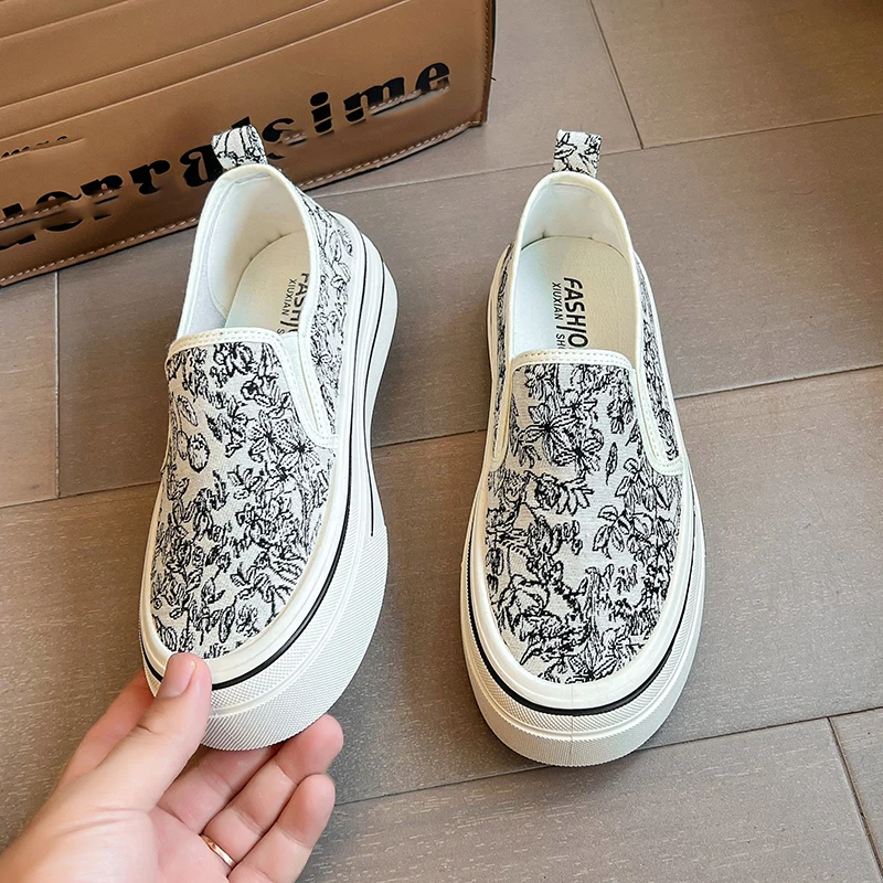 Random Print Women Flats Platform Casual Walking Sneakers New Fashion Sport Loafers Cozy Shoes Autumn 2024 Mujer atos 99f1