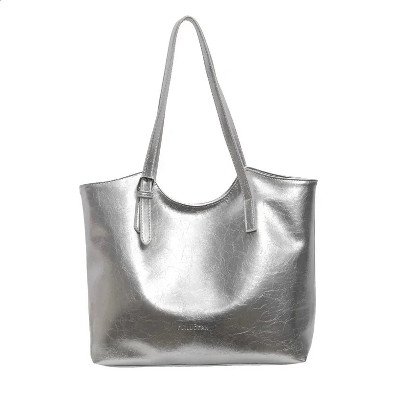 Large capacity solid color PU high-quality handbag buckle fashionable handbag soft and simple shoulder bag 240903