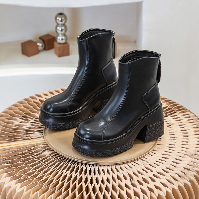 AIYUQI Women High Heel Boots Genuine Leather 2024 New 10cm Heel High Women's Booties Platform British Style Fashion Boots Women