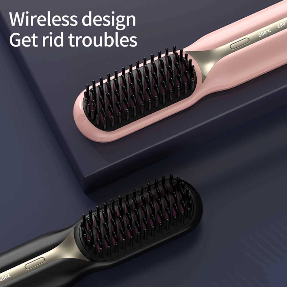 Hair Straightener Hot Comb Multifunctional Straight Comb Brush Professional Negative Ion Anti-Scalding Hair Styling Rechargeable W250610