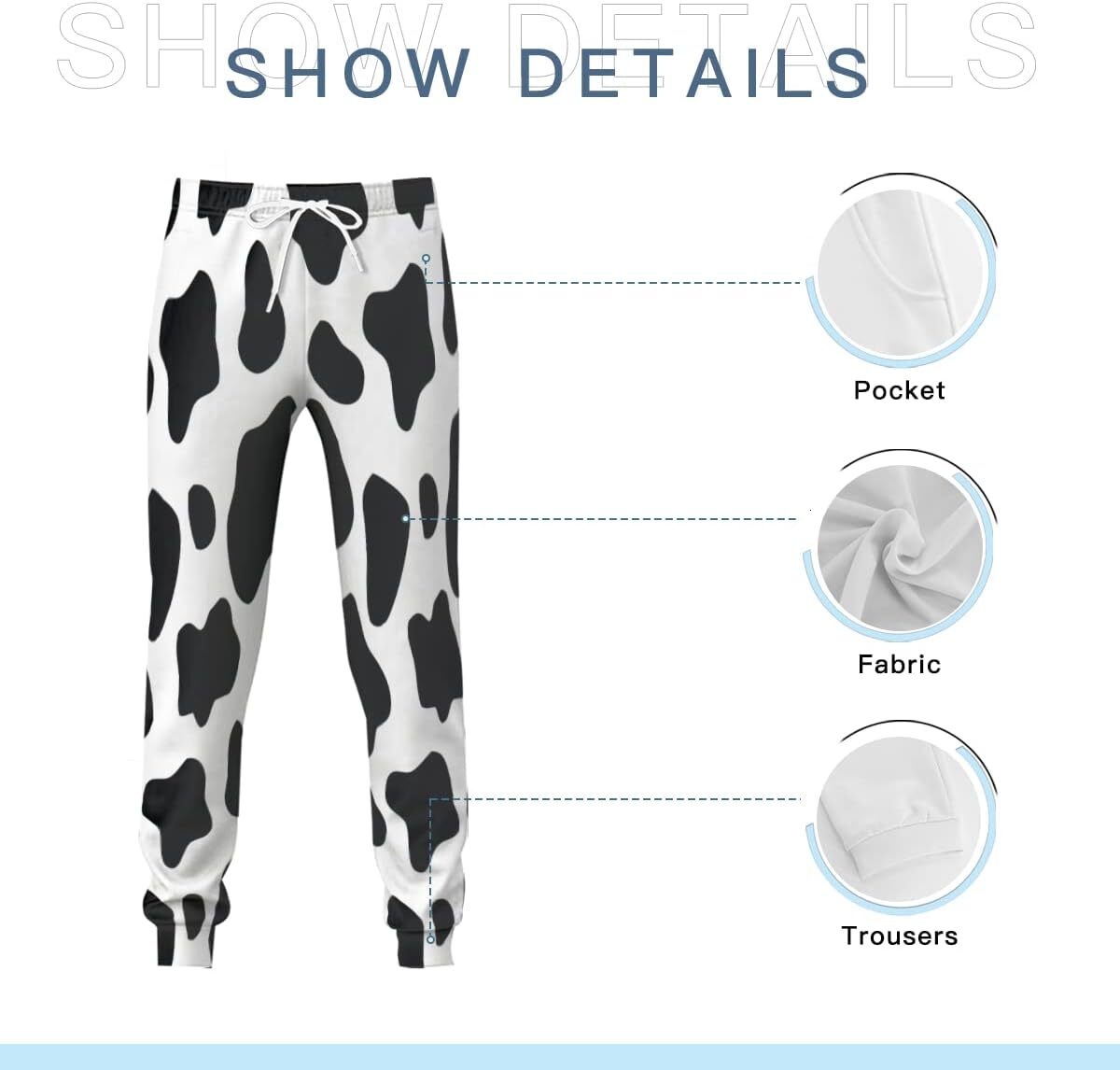 Sweatpants Mens Cow Print 3D Printed Patterned Pants Loose Joggers With Pockets Lightweight Workout Gym Running Sweat Trousers Y2K baggy