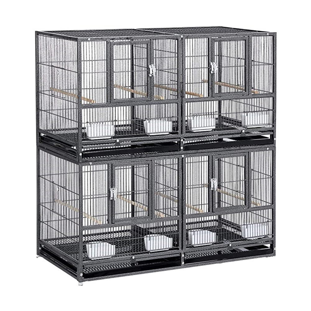 Luxury Three Floors Foldable Metal Parrot House Big Size Breeding Large Bird Cage with Tray Feeding Box Movable