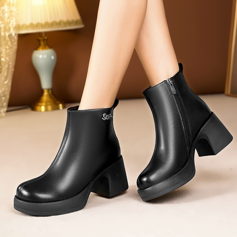 AIYUQI Women's Ankle Boots Genuine Leather 2024 New Natural Wool Warm Women's Winter Boots Platform Fashion Women's Ankle Bots