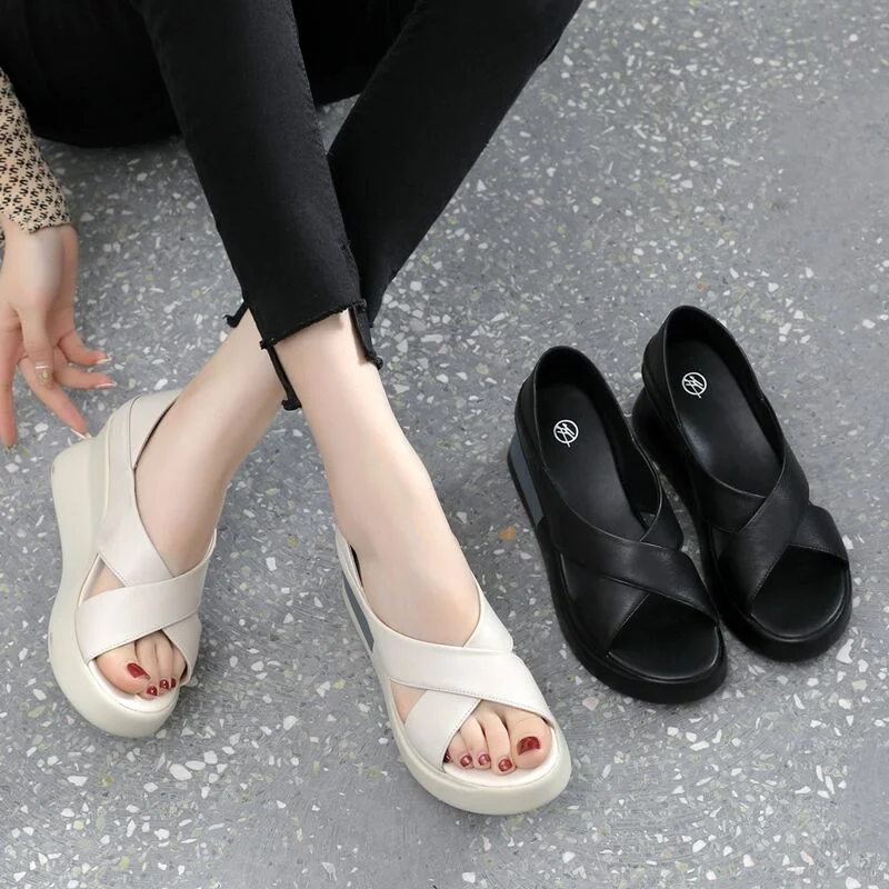 Open New Toe Fashion Women's Summer Plus Size Elegant Sandals Woman Wedge Buckle Footwear Shoes For Women Female 714f
