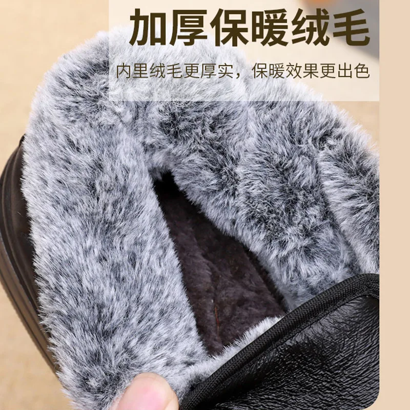 for Men Winter Fashion Non-slip Cotton Shoes Men's Thickened Leather Waterproof Casual Snow Boots atillas Hombre 0b9f