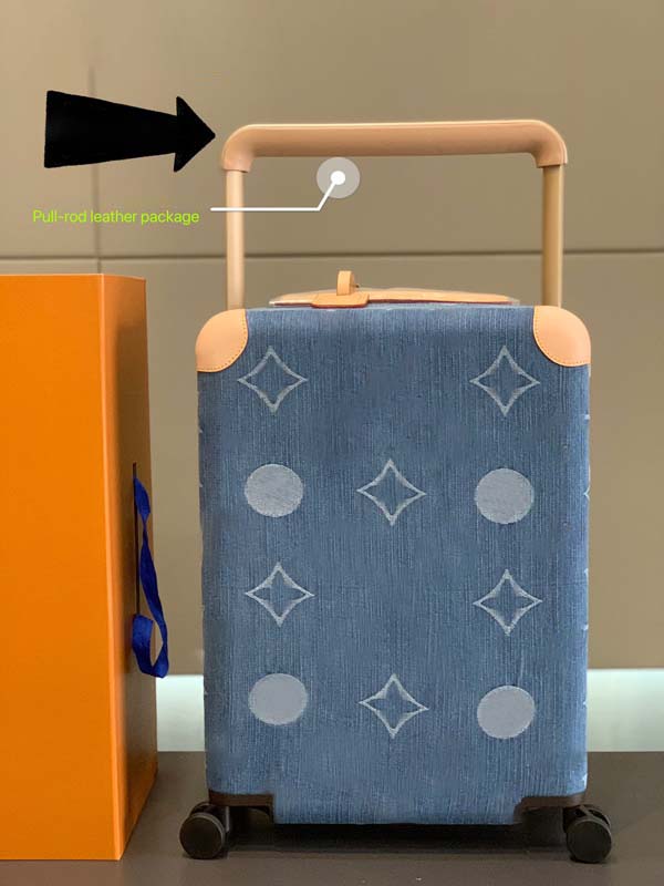 suitcase designer luggage valigia koffer Universal roller pull rod box unisex travel suitcase Leather corner compact pulley dual handle embossed leather carryall