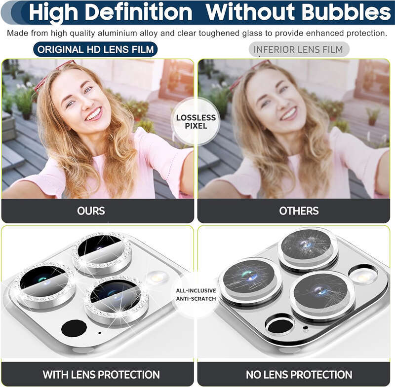 Bg Diamond Glass Camera Lens Protector Case for IPhone 14 15 13 11 Pro Max Plus 12 Mini IPones 15Pro IPhone15 Bumper Cover