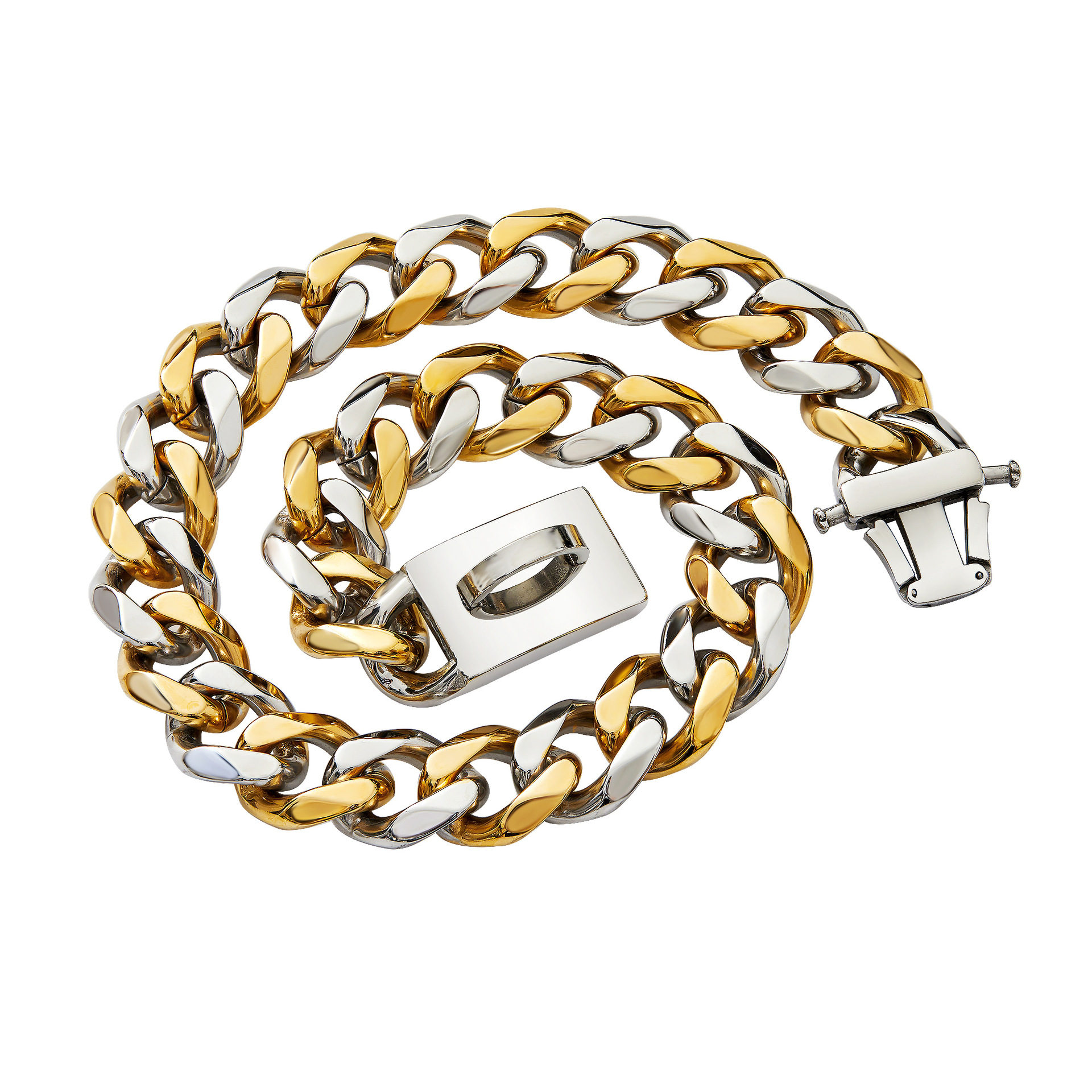19mm stainless steel pet dog chain Titanium steel six-sided grinding dog collar dog chain large gold chain dog ring
