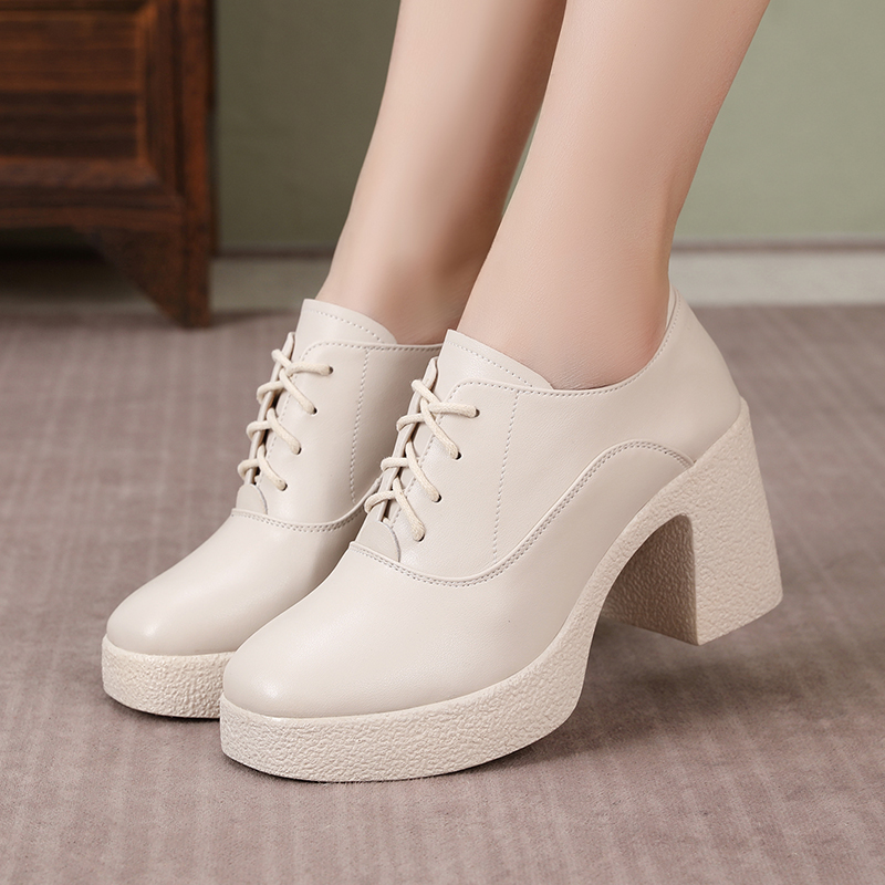 High AIYUQI Heels Autumn New Genuine Leather Platform Business Dress Lace-up British Style Office Shoes New Women 2aba