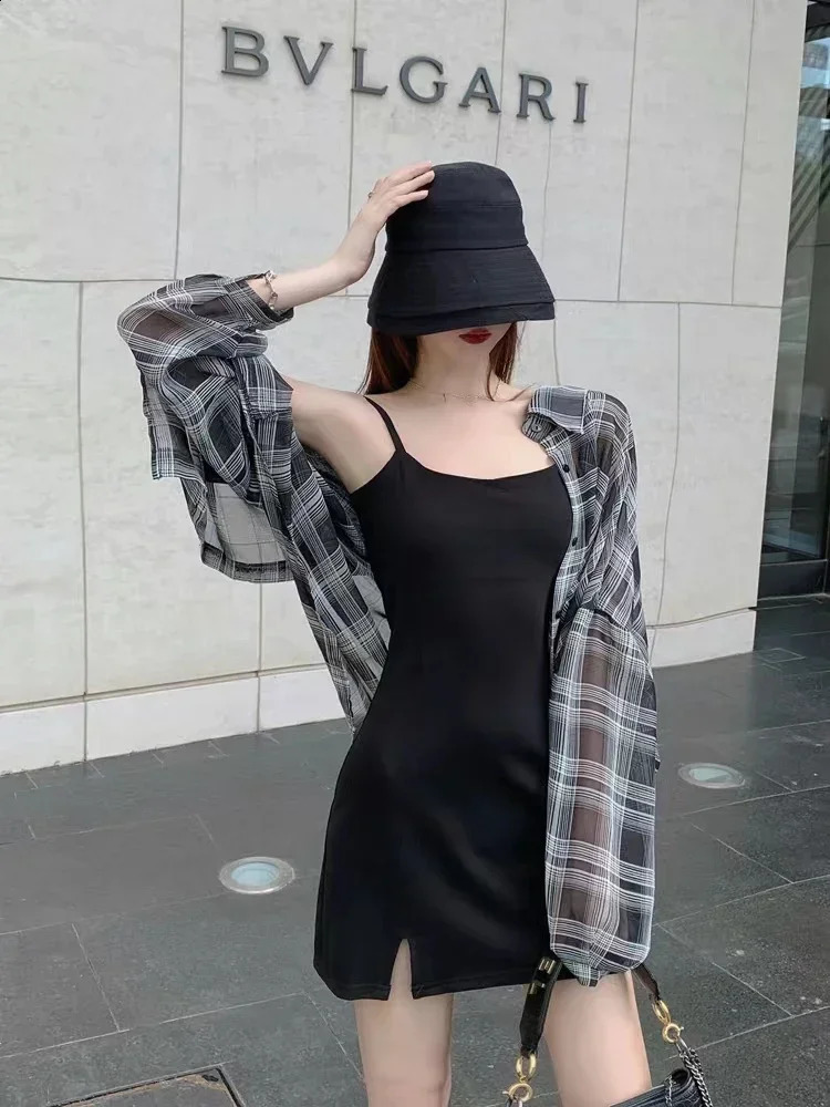 Womens plain weave fashionable daily coat loose vacation elegant simple long sleeved shirt womens summer sun protection 240814