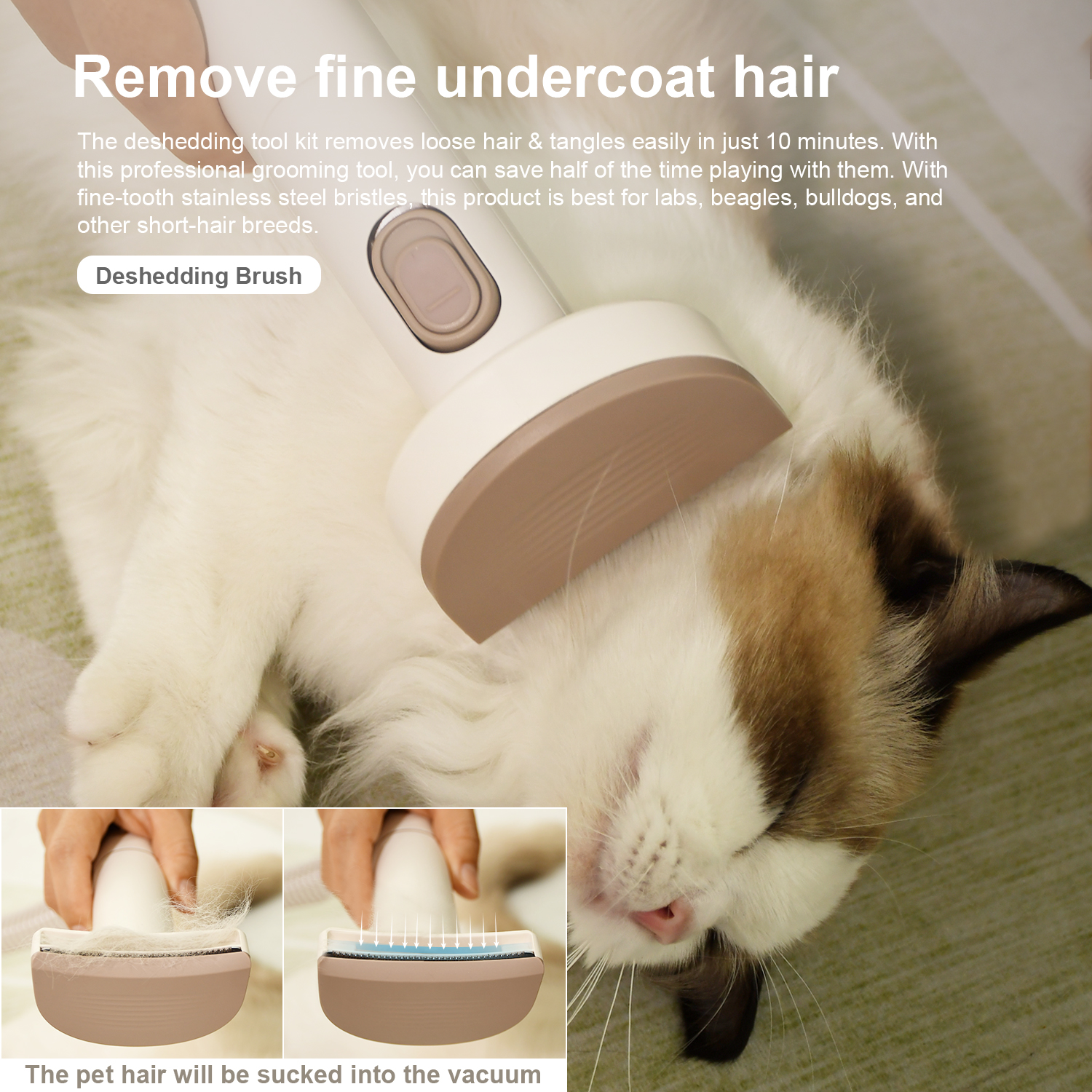6 in 1Pet Brush Hair Remover Vacuum Brush Pet Hair Grooming Vacuum Cleaner For Pets Dogs Cats