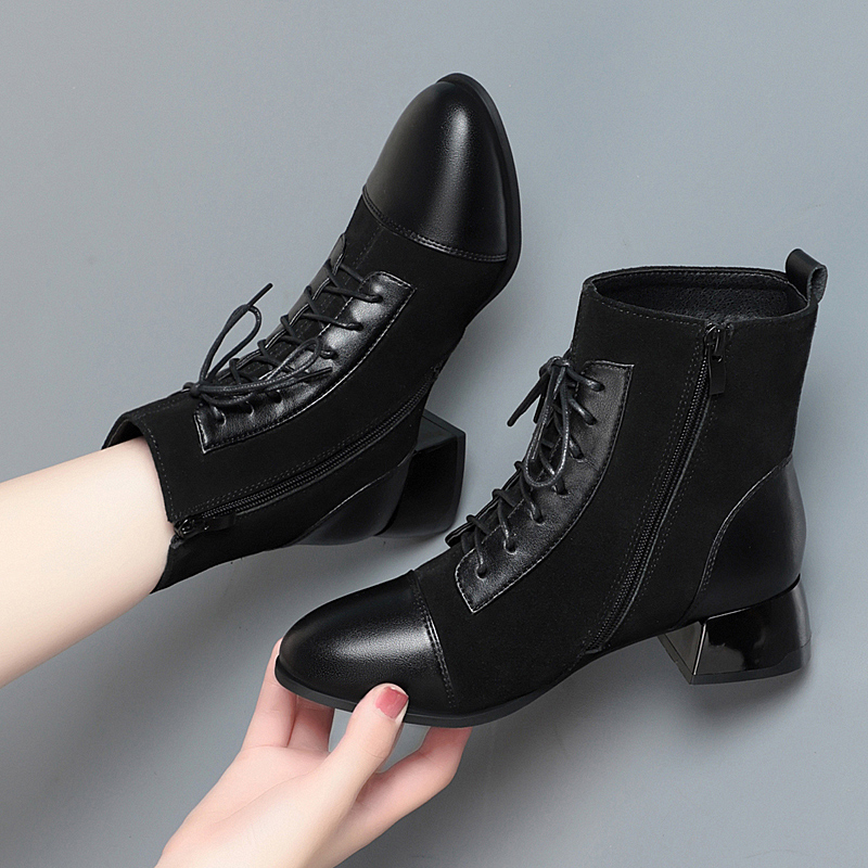 AIYUQI Women's Ankle Boots Genuine Leather 2024 New British Style Autumn Dress Boots Women Large Size Booties Ladies