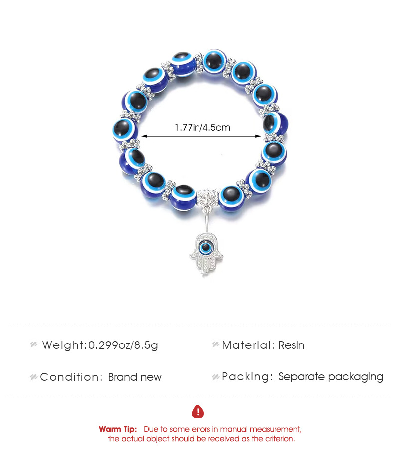 Vintage Blue Eye Bead Charm Bracelet with Evil Eye - European Fashion Accessory