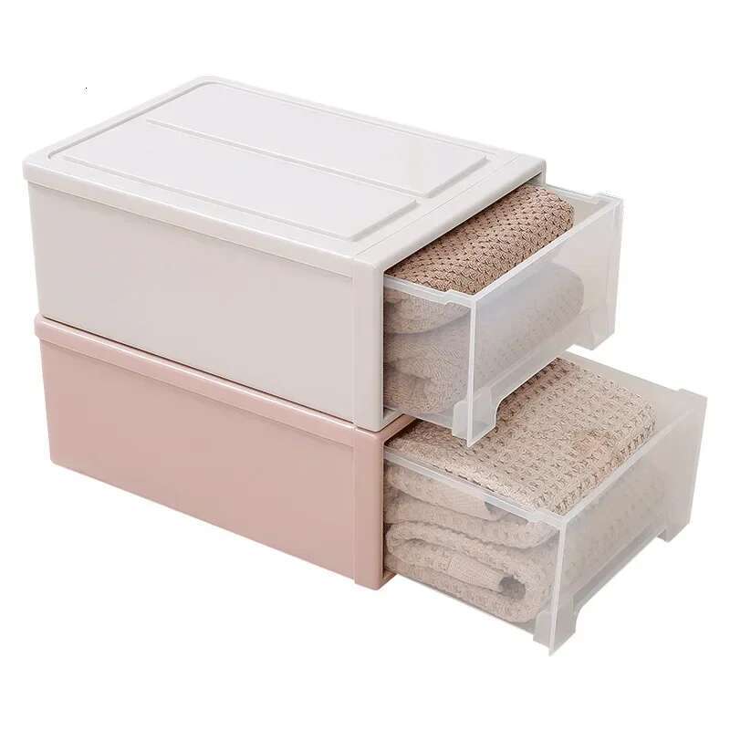Transparent Stackable Quilt Drawer Organizer Box for Household Closet Storage