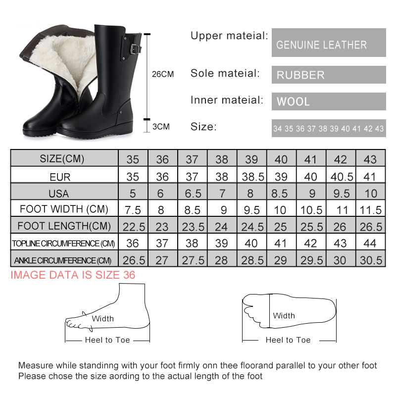 AIYUQI Female Winter Boots Shoes Genuine Leather Women Motorcycle Boot Shoes Non-slip Big Size Wool Snow Booots Woman