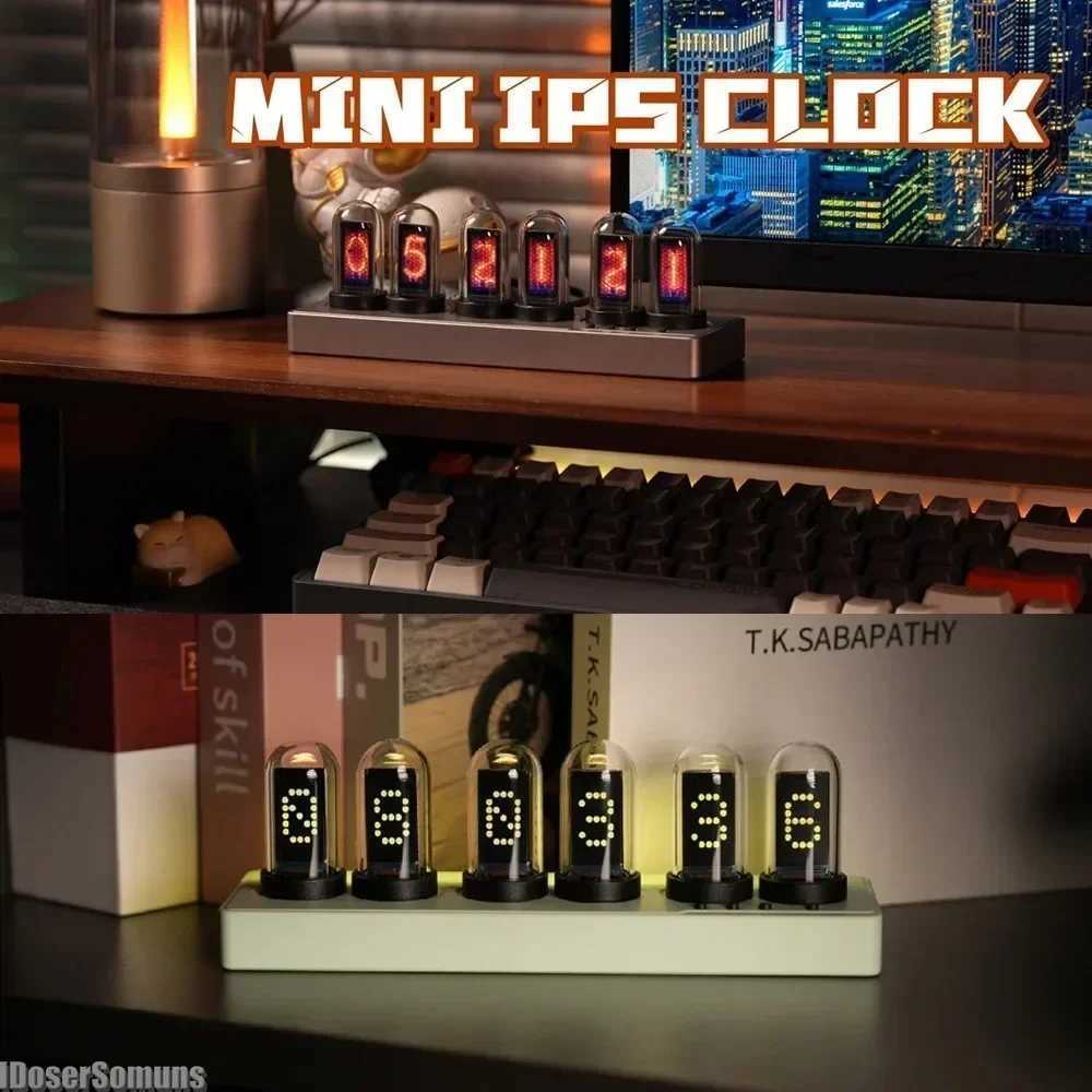 Nixie Tube Alarm WIFI Control IPS Clock with Colorful RGB Lights Room Game Decoration Ornaments Desktop for Boyfriends Gifts Y240904