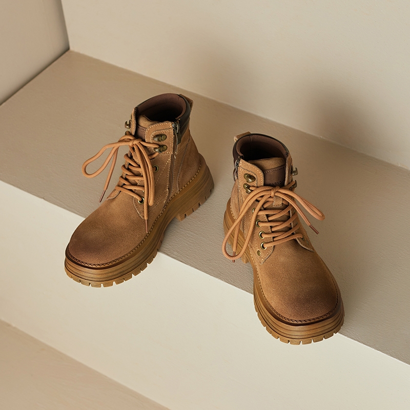 AIYUQI 2024 New Women Ankle Boots Real leather Retro Cargo Boots Women Anti-slip Thick Bottom Fashion Women's Winter Shoes