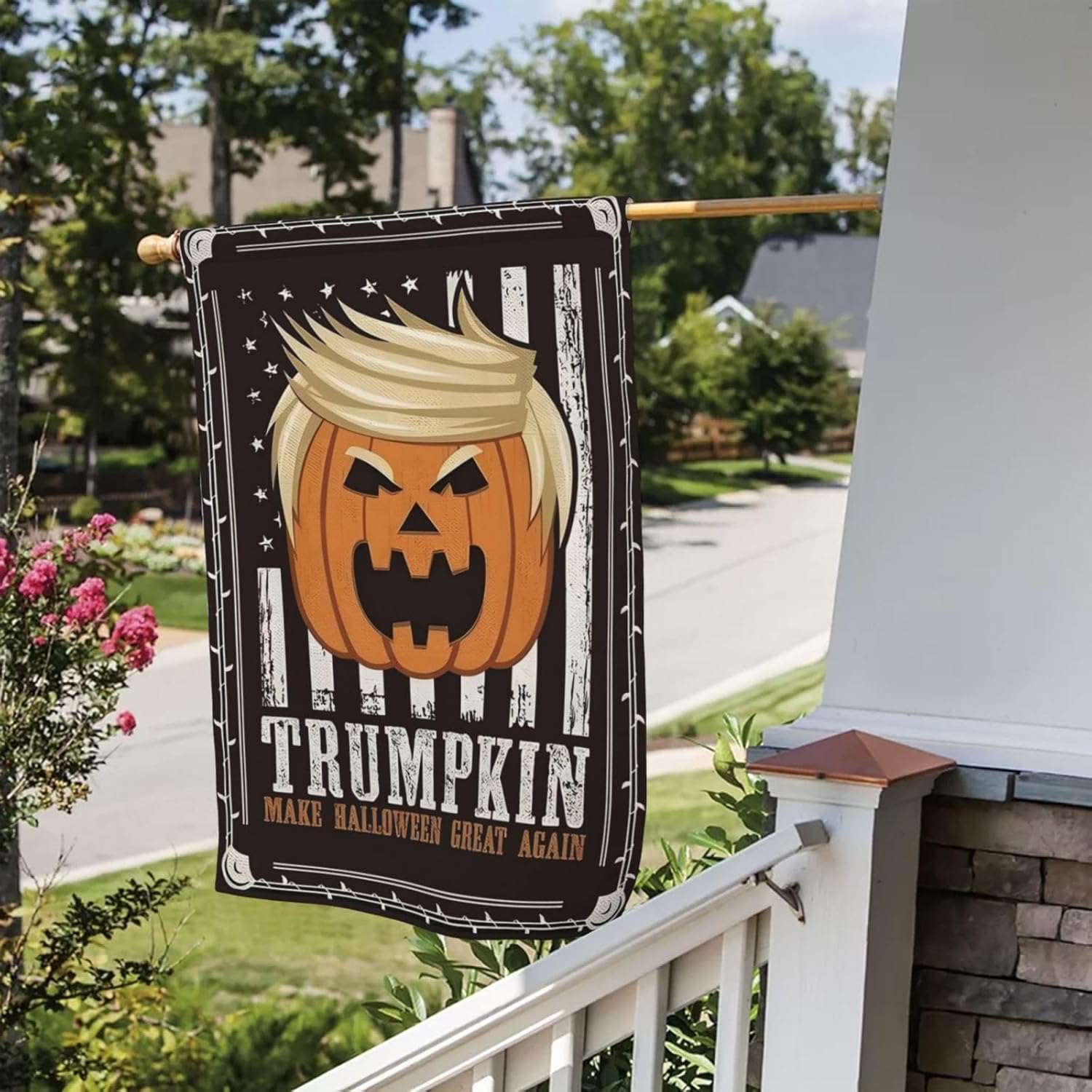Trump 12 * 18inch funny halloween pumpkin garden flag outdoor Courtyard lawn decoration