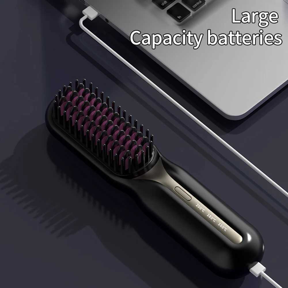 Hair Straightener Hot Comb Multifunctional Straight Comb Brush Professional Negative Ion Anti-Scalding Hair Styling Rechargeable W250610