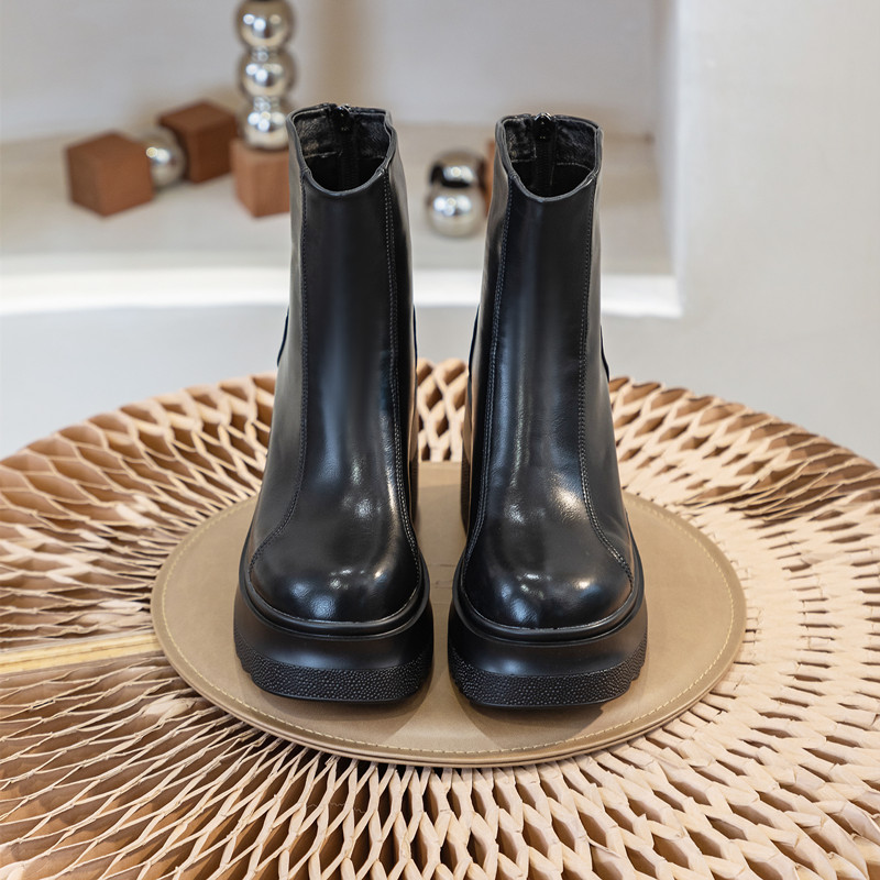 AIYUQI Women High Heel Boots Genuine Leather 2024 New 10cm Heel High Women's Booties Platform British Style Fashion Boots Women