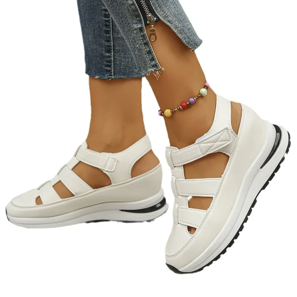 Fashion Baotou Hollow Wedge Platform Women's Shoes Summer Casual Height Increasing Sandals Roman Shoes Sandalias De Mujer