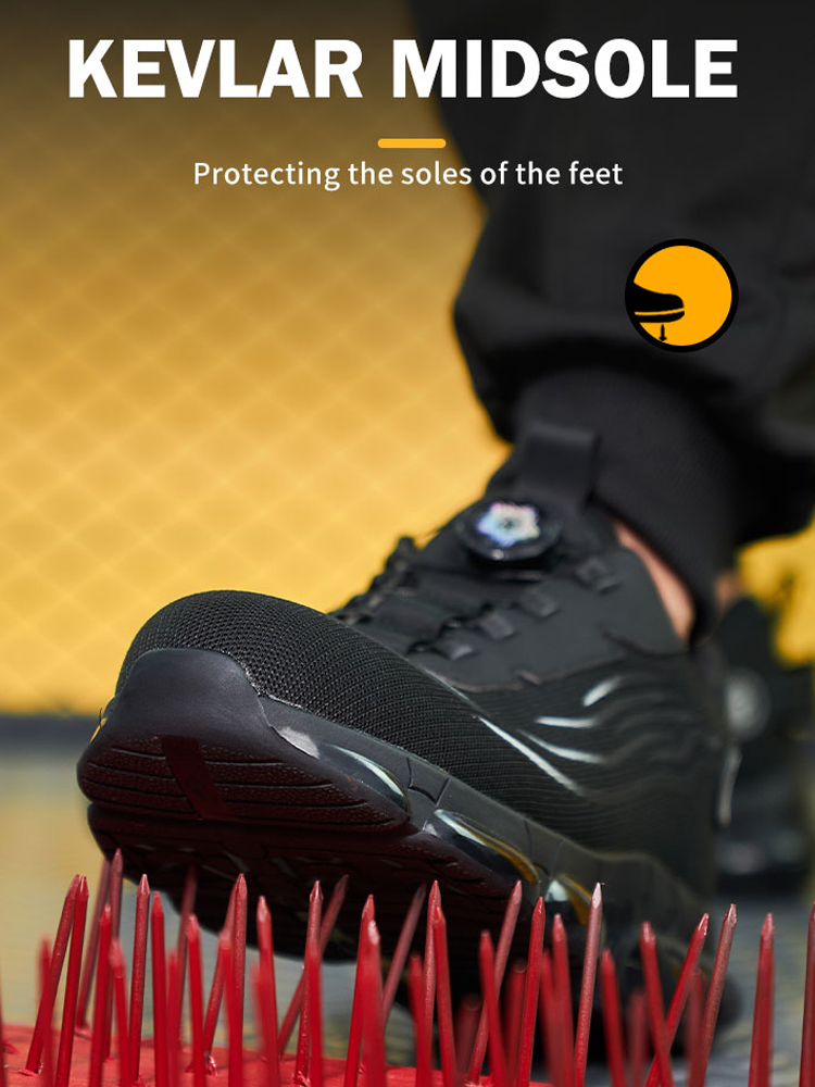 Indestructible Breathable Rotating Button Safety Shoes Men Sneakers Steel Toe Anti-smash Anti Puncture Work Boots 9365
