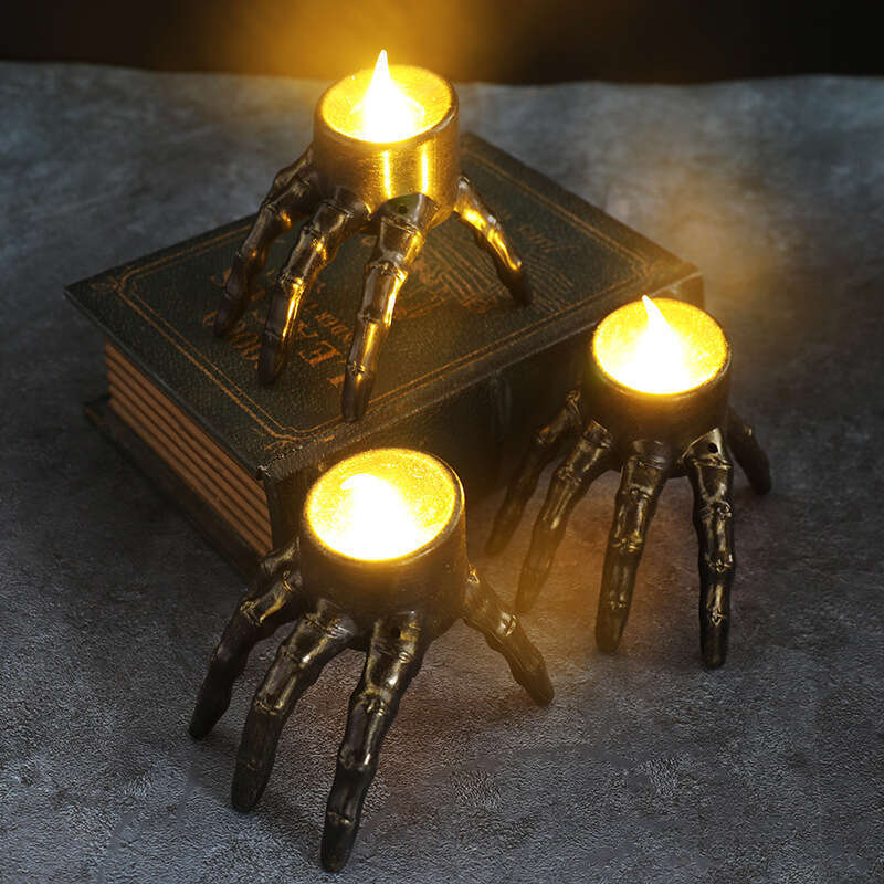 New Hand Atmosphere Decoration Props Skeleton Foot Night Halloween Candle Led Light