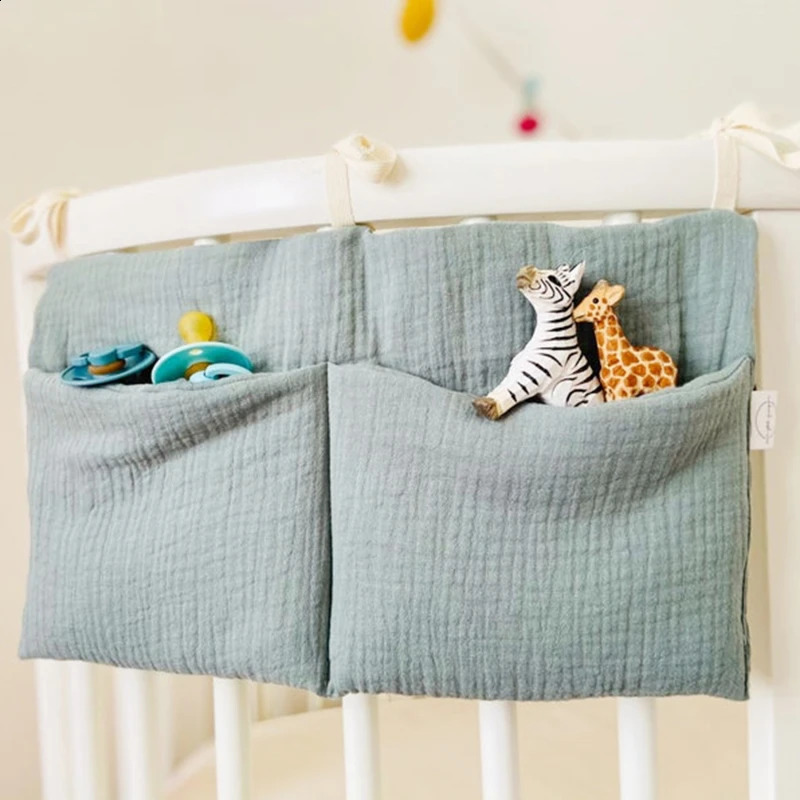 Bedside Storage Bag Baby Crib Organizer Hanging For Dormitory Bed Bunk Hospital Rails Book Toy Diaper Pockets Holder 240903