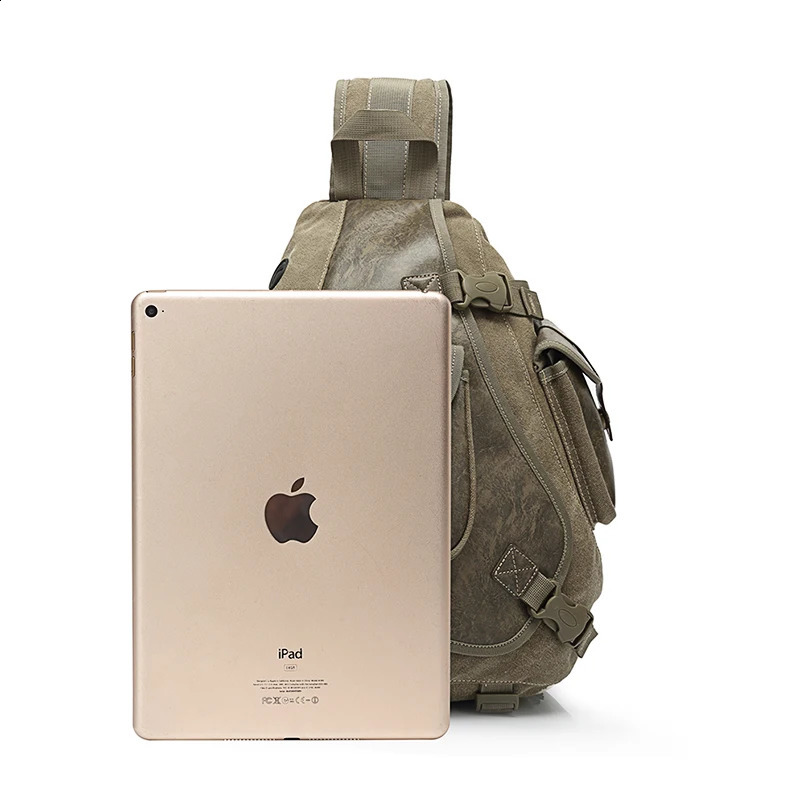 High quality men should bag canvas Phone wallet Ipad chest bag Waterproof casual Sling bag travel crossbody bag for men 240903