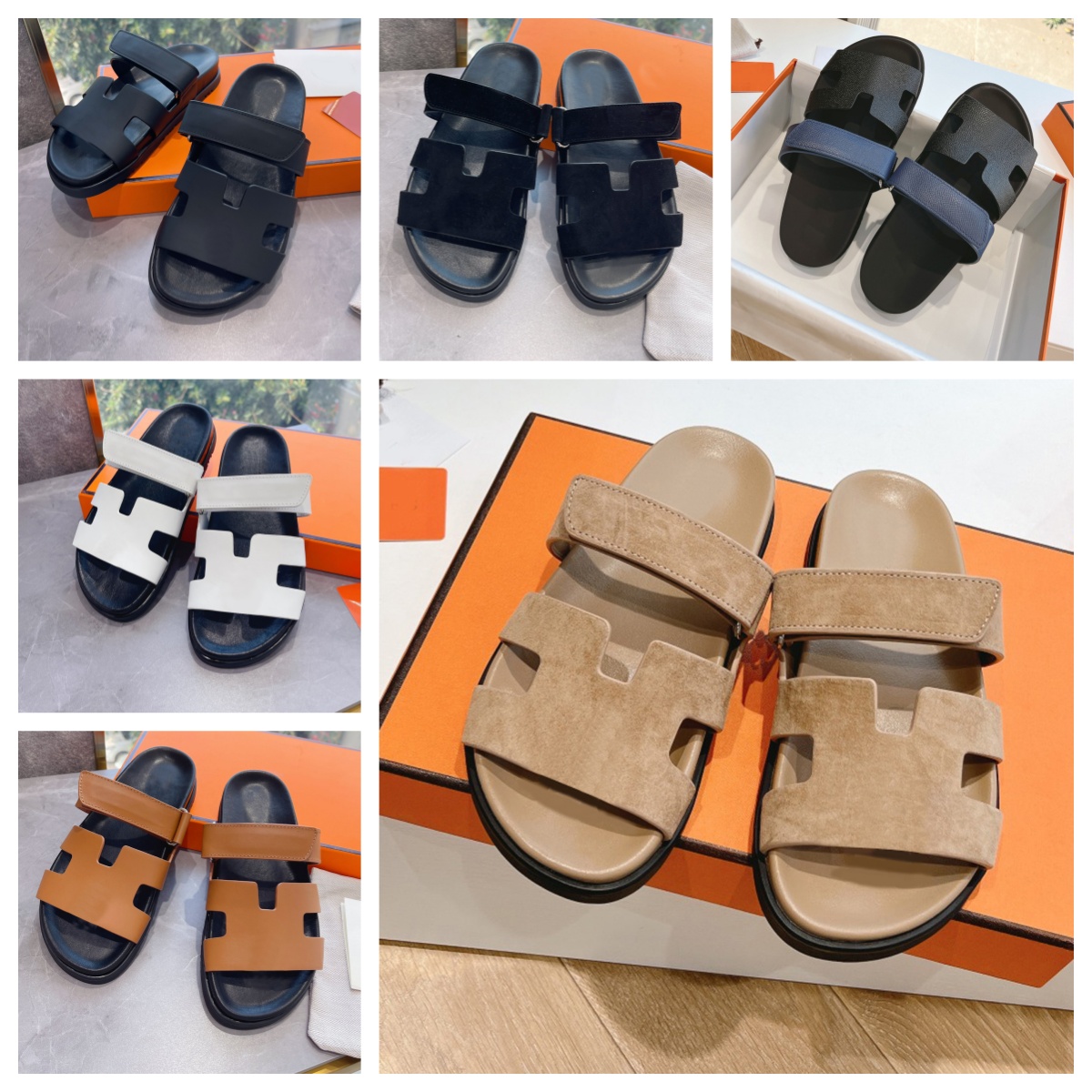 10a designer sandals beach sandals travel Unisex slippers flat h luxury deerskin luxury leather beach daily wear casual angle sandals outdoor casual flip-flops36-47
