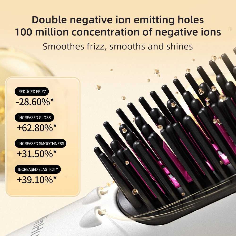 Hair Straightener Brush Multifunctional Straightener Comb for Women Negative Ion Anti-Scalding Dual Voltage Straightening Brush W250814