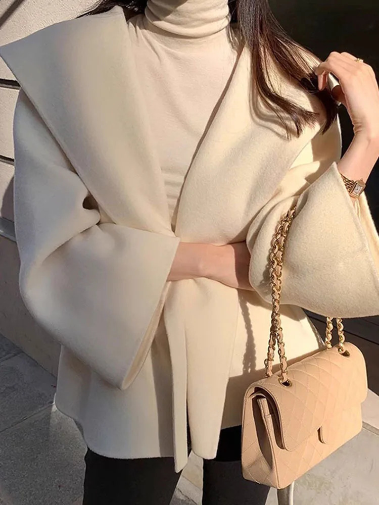 UCXQ temperature hoodie with adjustable Wassit solid color wool jacket suitable for womens casual full matching clothing 2024 autumn/winter 23A443 240