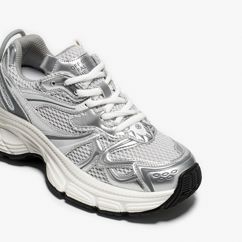 BEAUTODAY Chunky Sneakers Women Mesh Silver Lace-up Round Toe Breathable Running Sport Shoes Female HW29A09