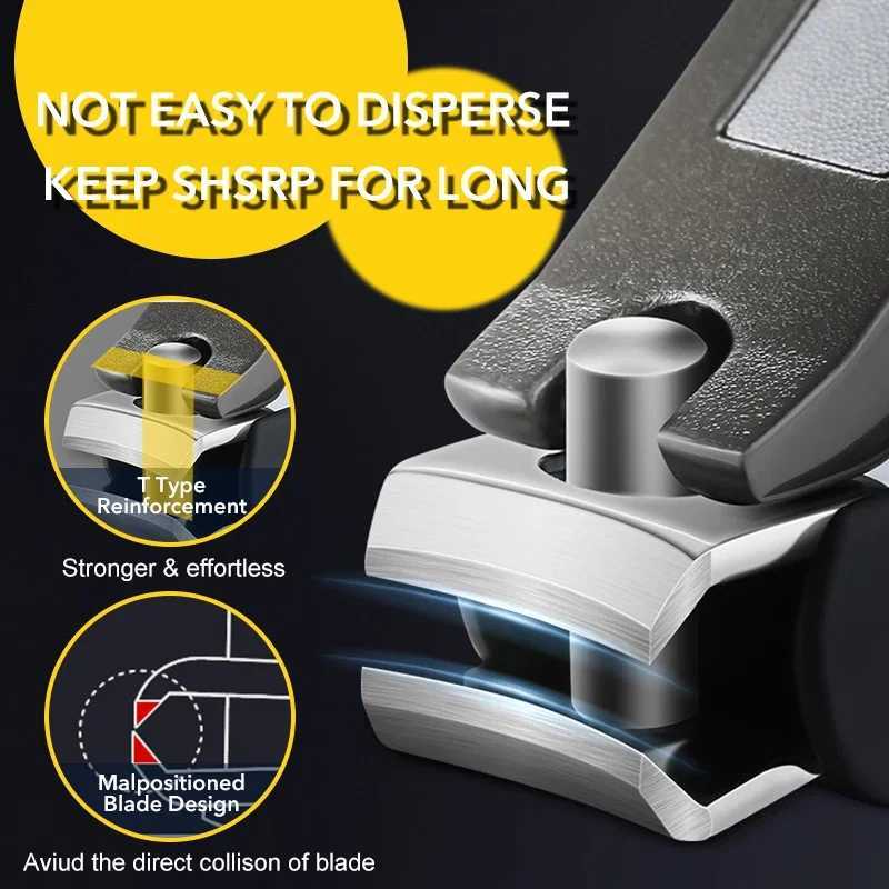 1Pcs High Quality Stainless Steel Nail Clipper Anti-Splas Black Tonail Cutting Professional Big Size Manicure Cutter Trimmer Y240904