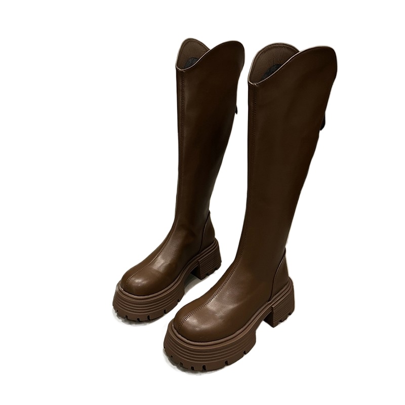 Black Petite Women's Thick-soled High-heeled Long Over-the-knee Knight Boots Autumn/winter