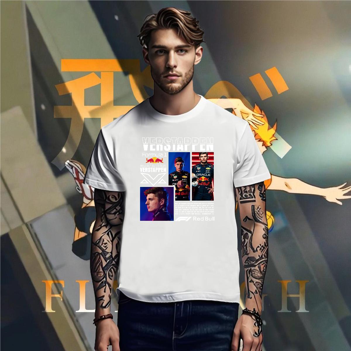 T Shirt For Man 230g 100% Cotton Verstappen Street Casual Round Neck Short Sleeve Customized Print Tshirts Stylist Loose Fit Tees