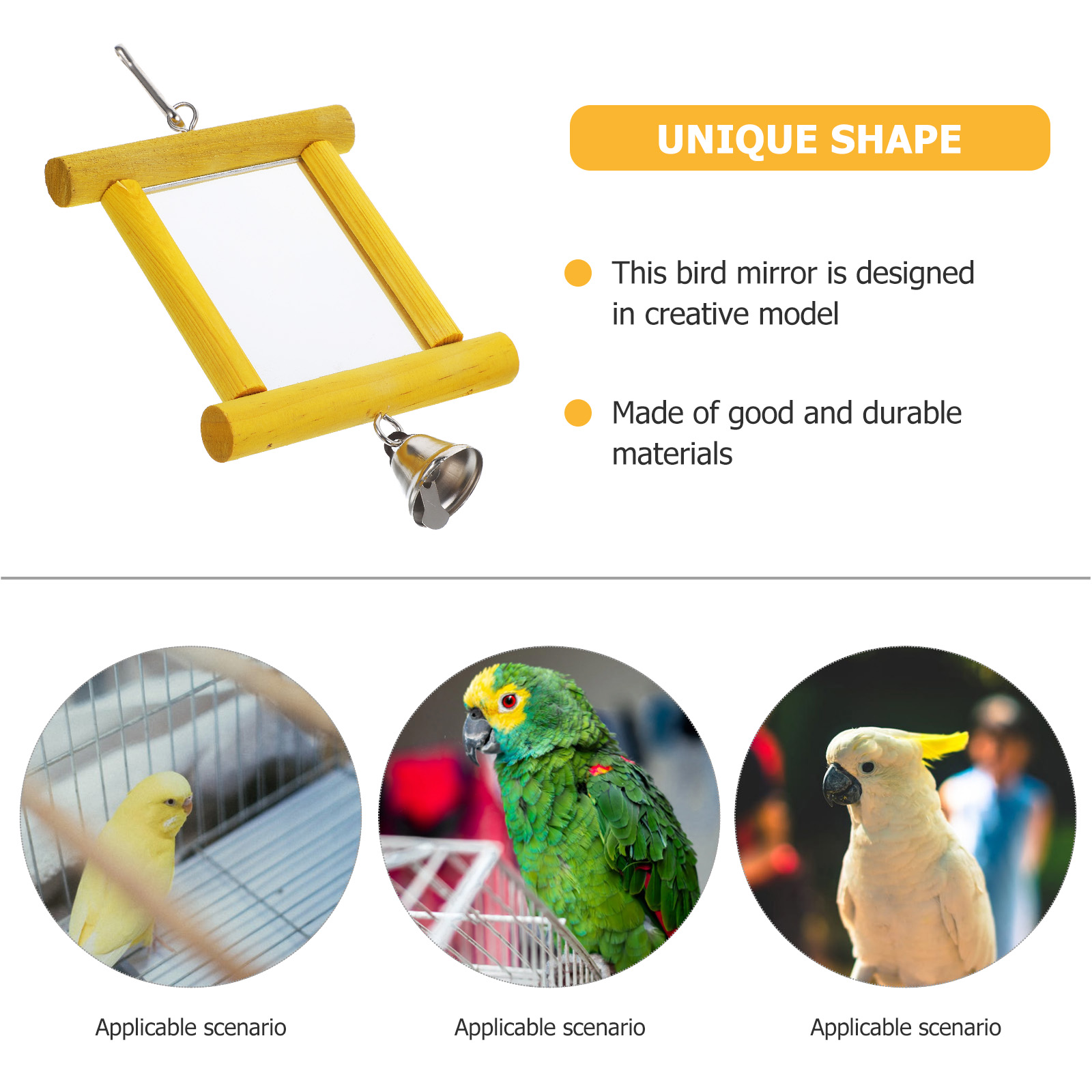 Parrot Mirror Toy Bird Feeders Cage Hammock Swing Household Cockatiel Toys for Parakeets The