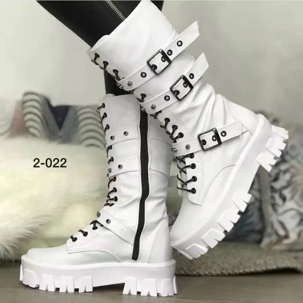 mid to small leg womens autumn and winter fashion lace zipper Botas MUJI boots sports platform heel womens shoes knee high heels 240919
