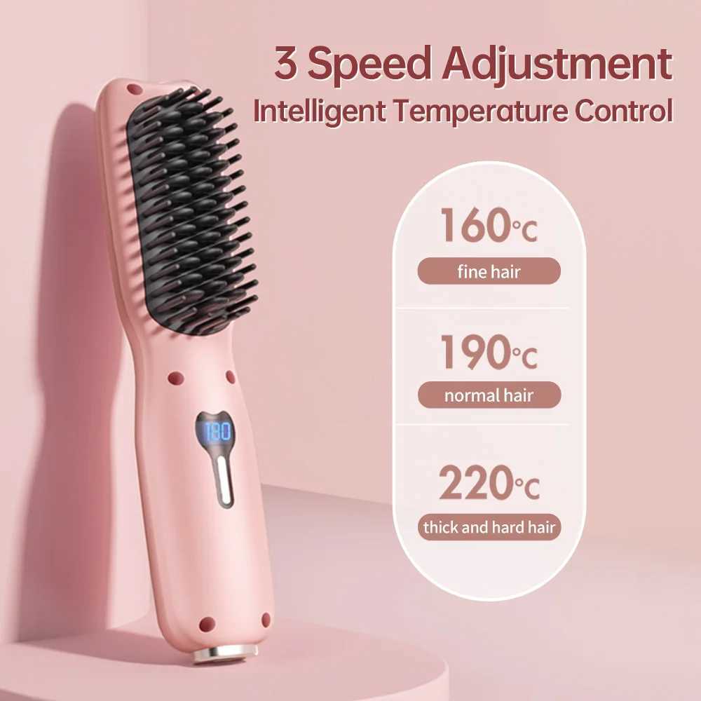 Hair Straightening Brush Negative Ion Electric Hot Heated Comb Multifunctional Straightener Ceramic Comb Quick Hair Styler W250610