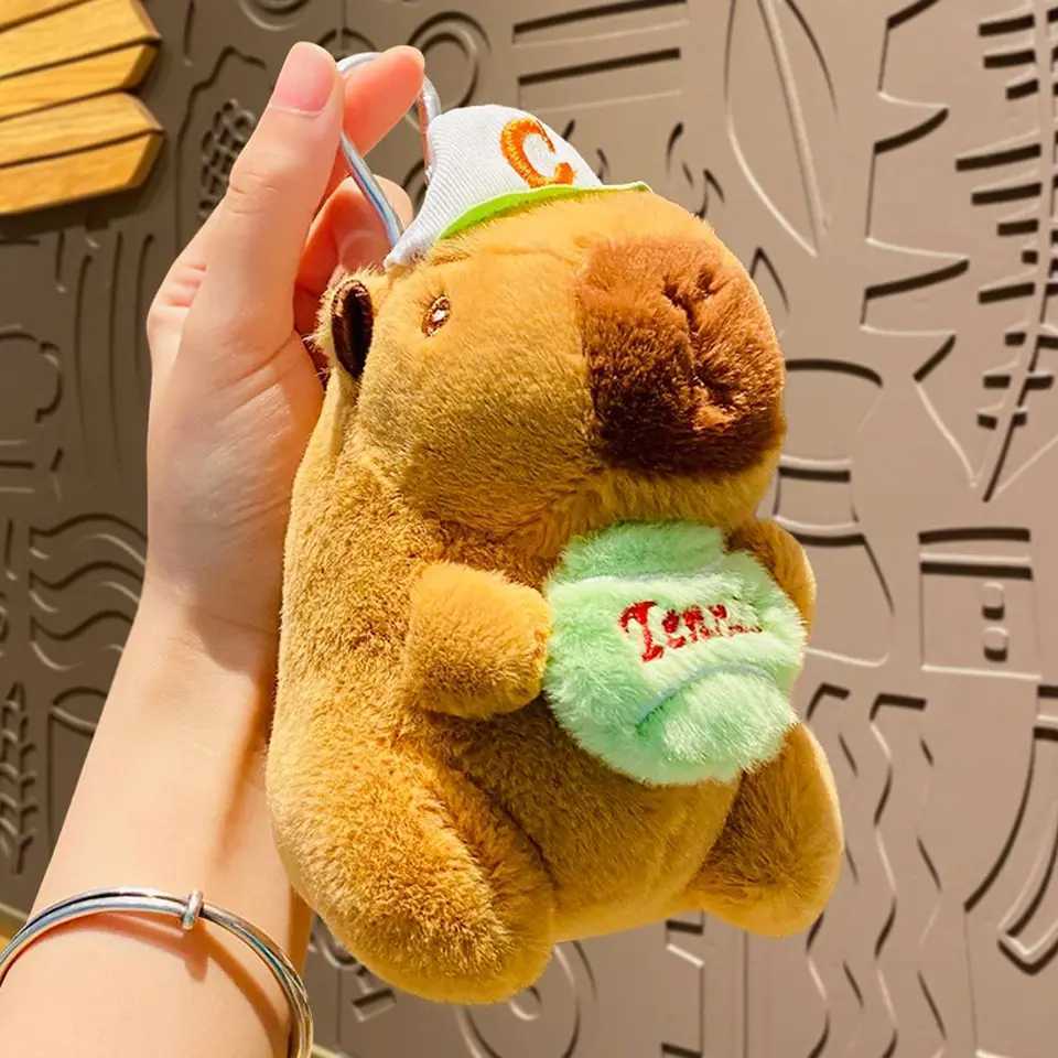 Cute Capybara plush toy cartoon Guinea pig pendant soft filled doll keychain backpack car bag keyring decoration childrens giftW240903