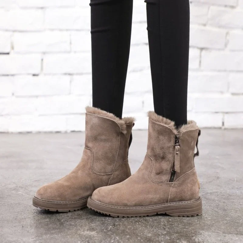 Women Ankle New Warm Plush Winter Woman Shoes Plus Veet Side Zipper Short Boots Botas 2024 518c