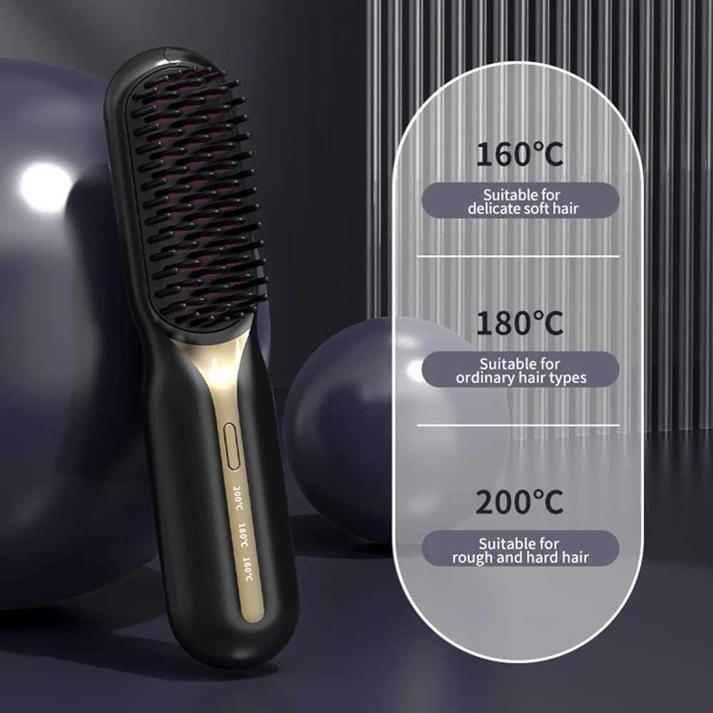 Hair Straightener Hot Comb Multifunctional Straight Comb Brush Professional Negative Ion Anti-Scalding Hair Styling Rechargeable W250610