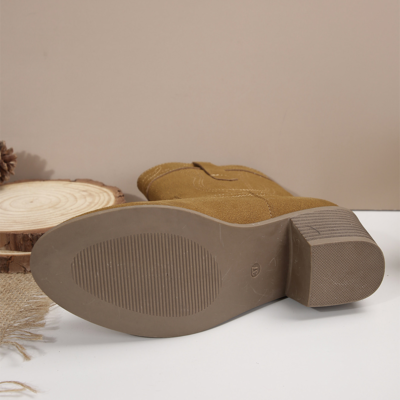 Fashion Women Embroider Ankle Women's Retro Faux Suede Thick Heel Short Boots Woman High Heels Western Botas 43 ff6e 's s