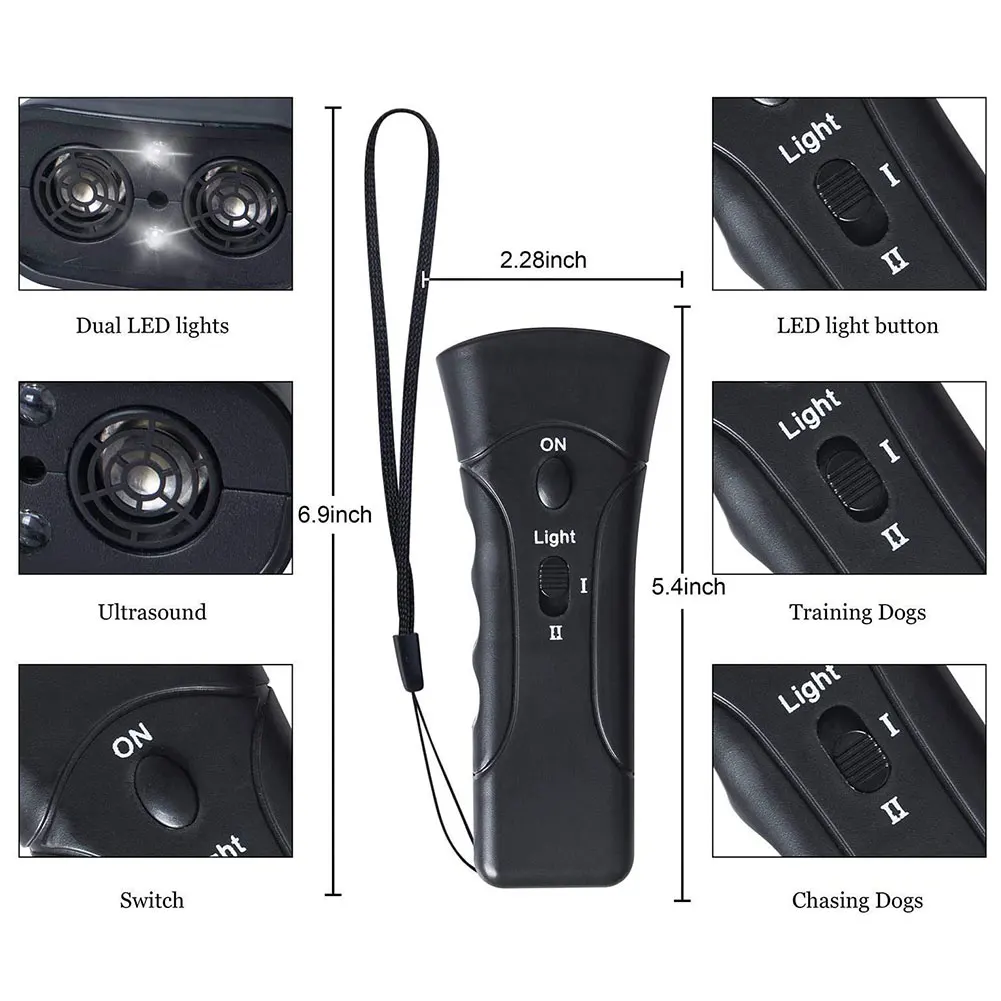 Pet Dog Repeller Anti Barking Stop Bark Training Device Trainer LED Ultrasonic Anti Barking Ultrasonic Without Battery dog