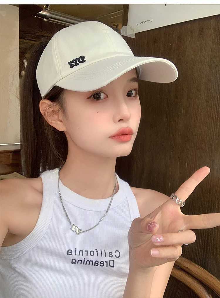 Summer Sun Hat Empty Top Ponytail Baseball Hat Womens Solid Color Adjustable Outdoor Visual Leisure Sports Golf Tour Hat W240903