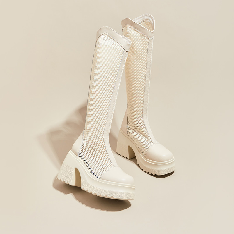 Summer AIYUQI Platform 2024 Autumn High Heels Mesh Long Women Fashion Skinny Legs Female Knight Boots 886b