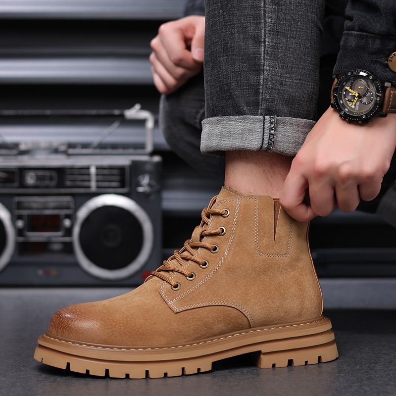 Men's Classic Retro Work Boots Suede Leather Mens British Style Short Ankle Boot Desert Boots Men High-top Casual Shoes