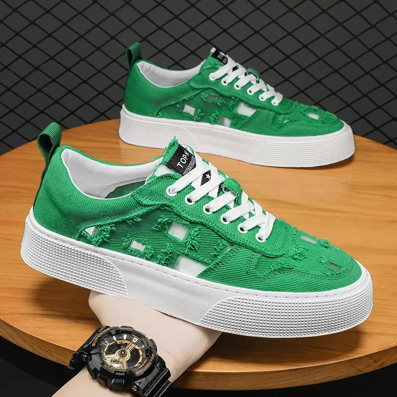 Fashion Canvas Platform Sport Shoes Wear-resistant Breathable Trendy Men's Casual Vulcanized Shoes2024 cd2b