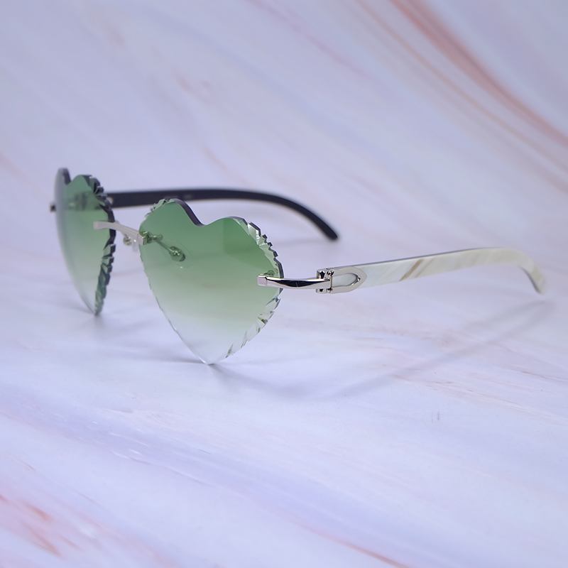 Heart Shape Dia Cut Sun Glasses Real Marble Buffalo Brand Designer Sunglasses Vintage Shades Eyewear Carter Product Mens Decoration 012 Sier Frame